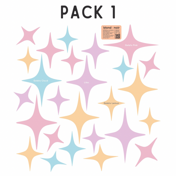 Sparkle Star Wall Decals - choose your colours