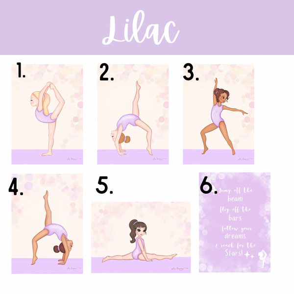 Gymnastics girls and quote print- Lilac