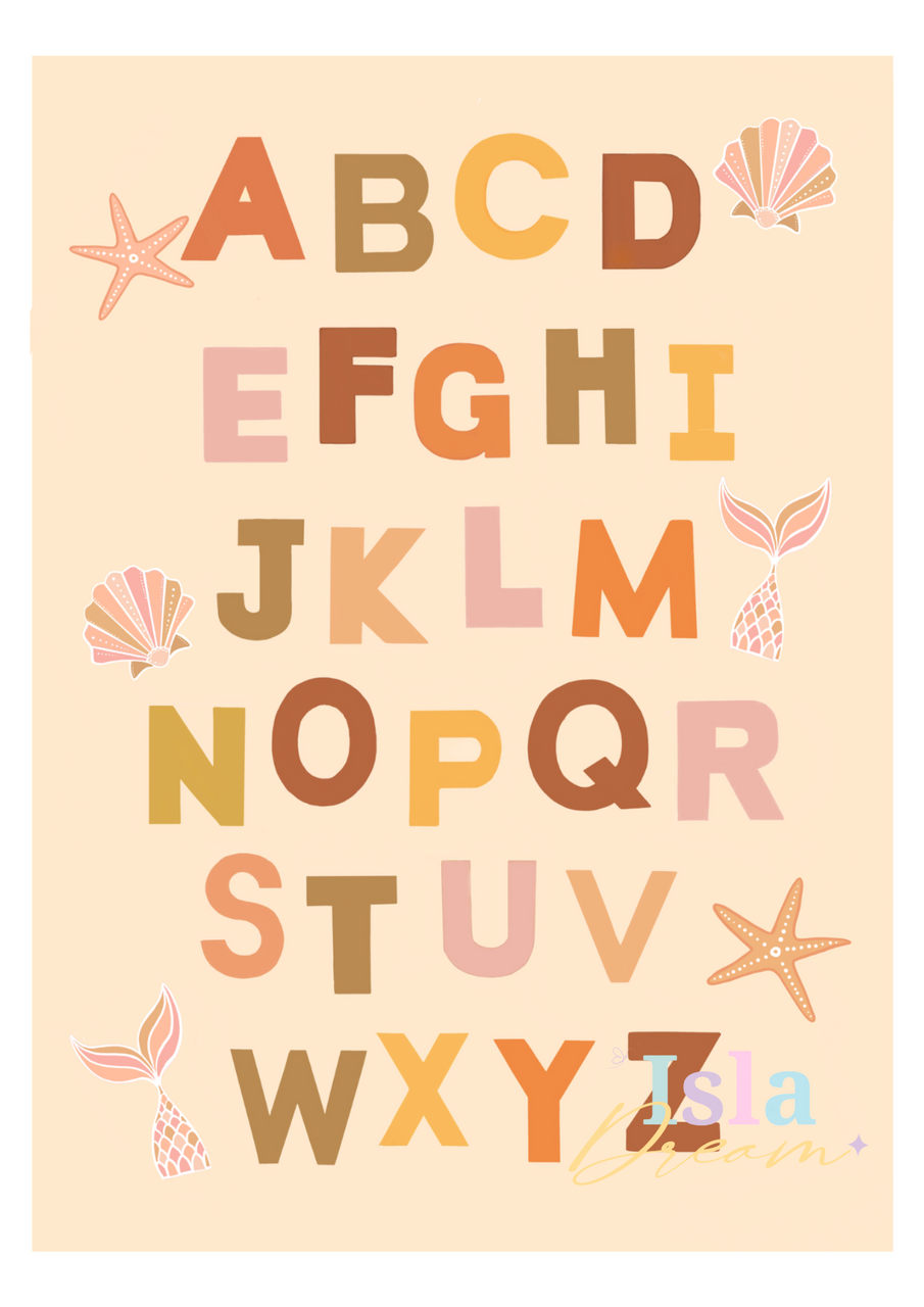 Mermaid Alphabet Print - Earthy