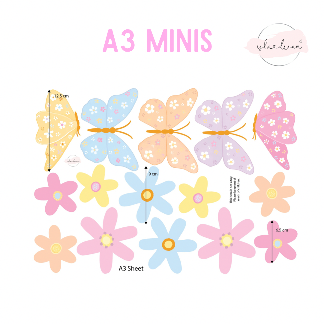 Spring Fling Butterfly & Flower Wall Decals - A3 & A2