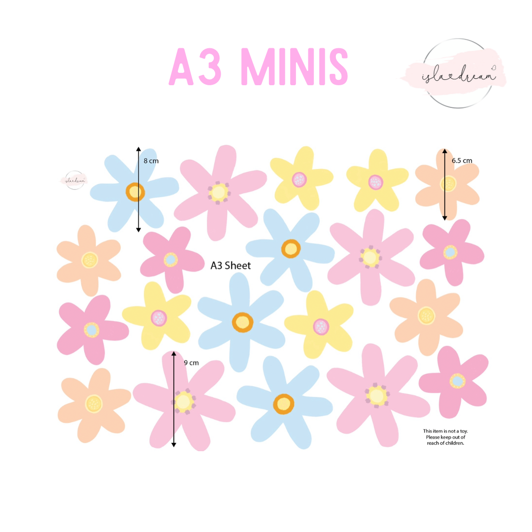 Spring Fling Pastel Flower Wall Decals - A3 & A2