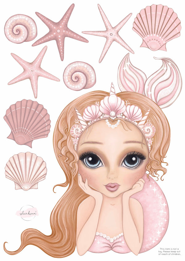 Mermaid Fabric Wall Decals in A3 & A2 (various colours available) - Isla Dream Prints