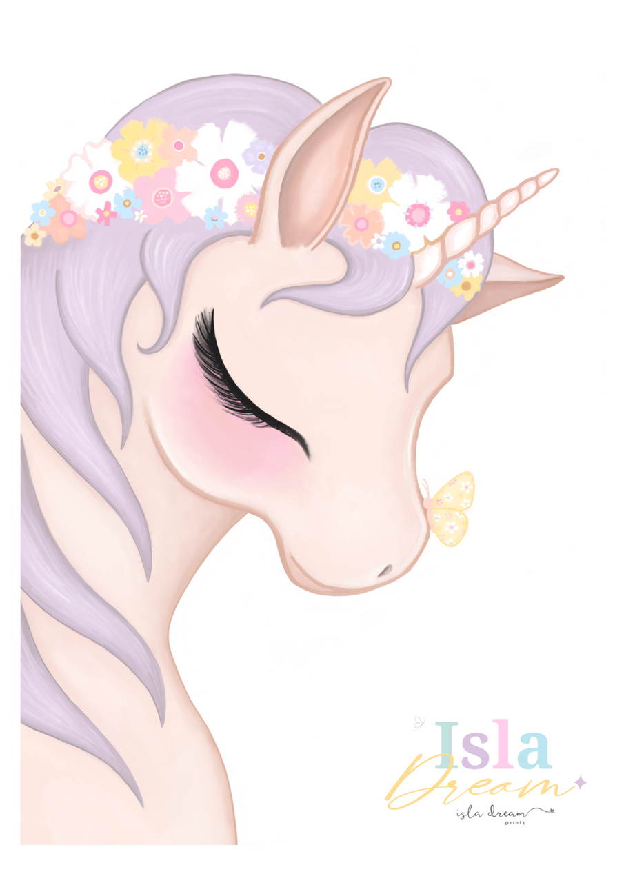 Mila the Unicorn Print - Lilac