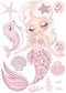 ‘Jasmine’ mermaid Fabric Wall Decals A3 & A2 - Isla Dream Prints