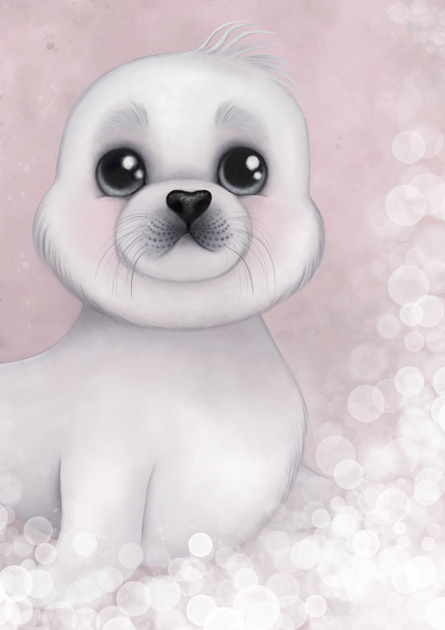 Sid the harp seal print: available in pink/grey - Isla Dream Prints