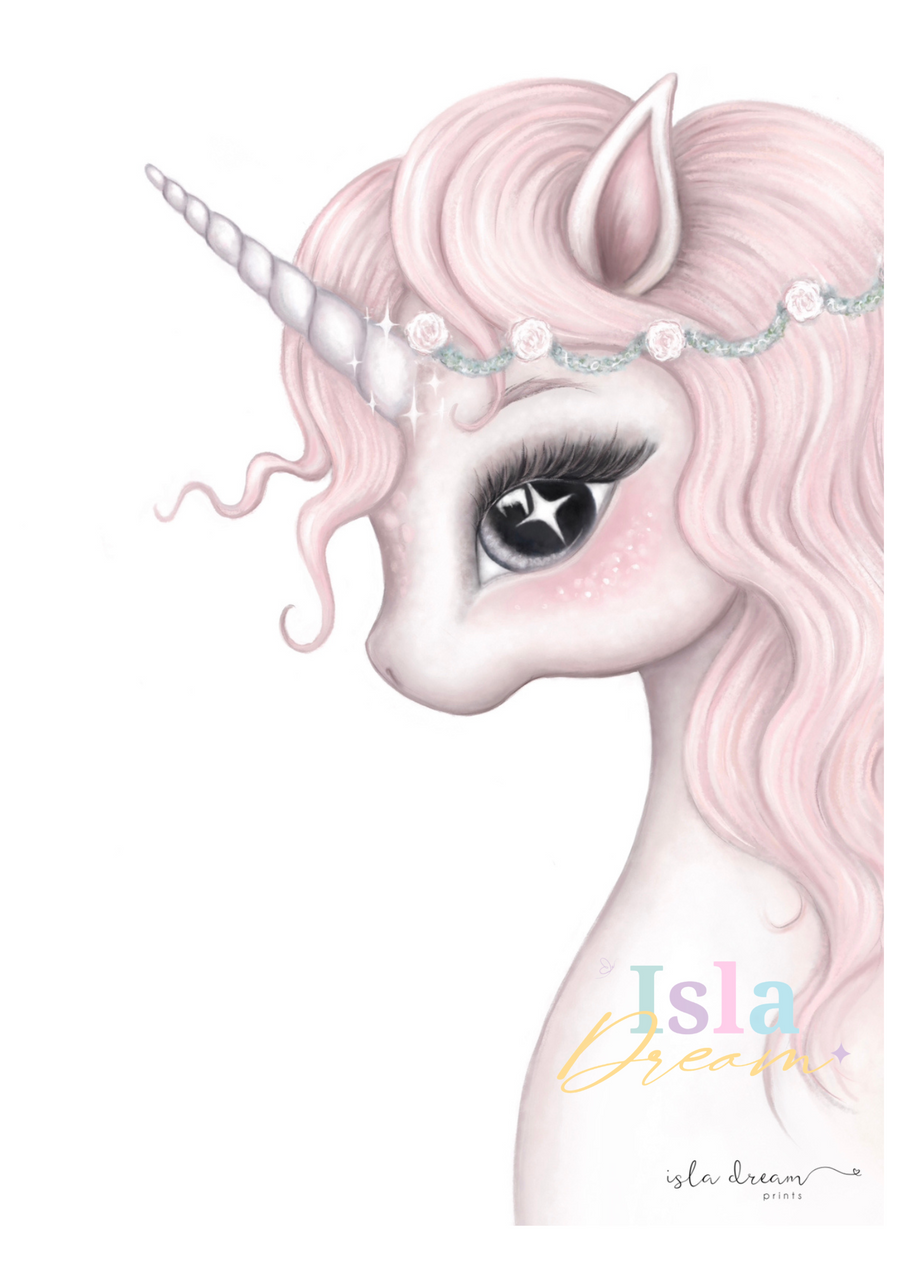 Pink Unicorn print by Dolphins DreamDesign