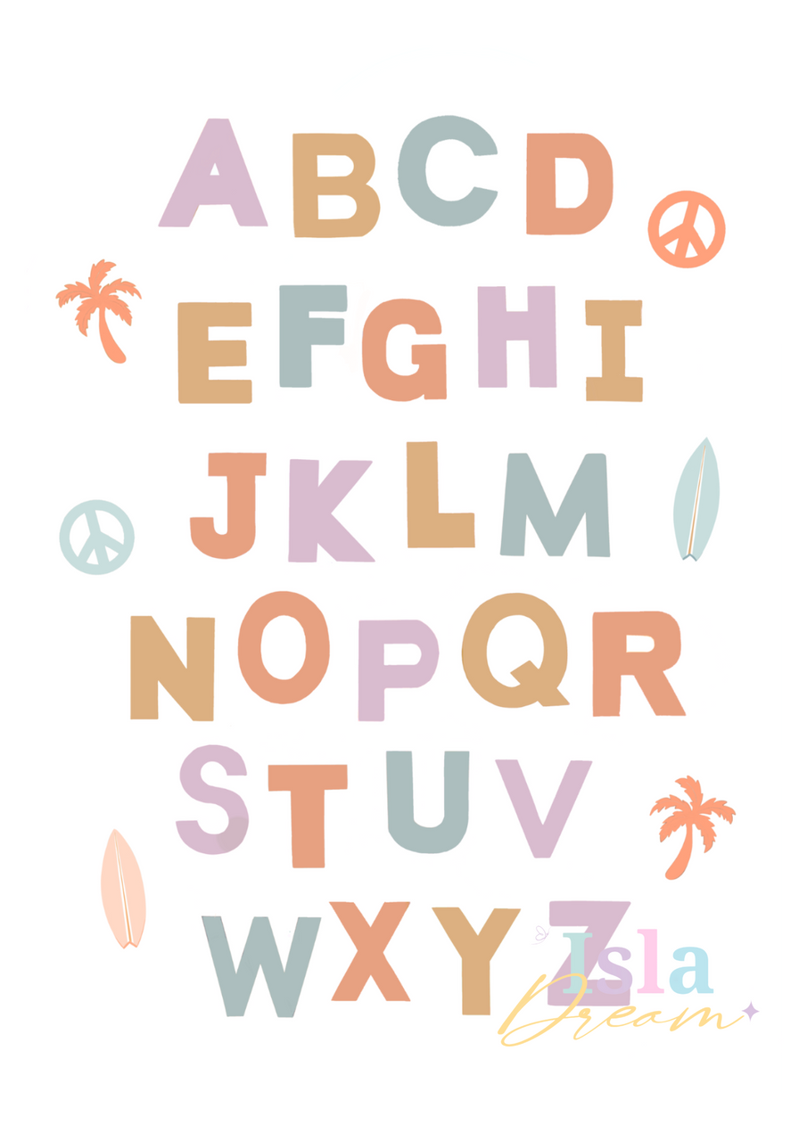 Beachy Alphabet Print - Earthy