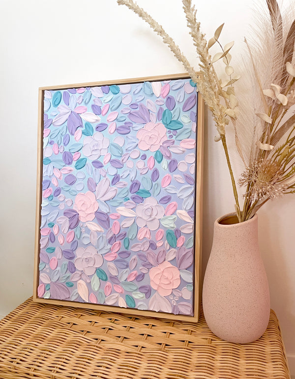 Pastel Florals- Original Textured Artwork On Canvas