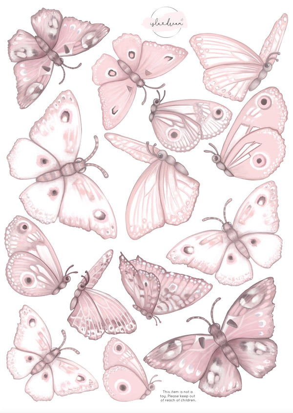 Butterflies ‘Fairy magic.’ Fabric Wall Decals A3 & A2 - Isla Dream Prints